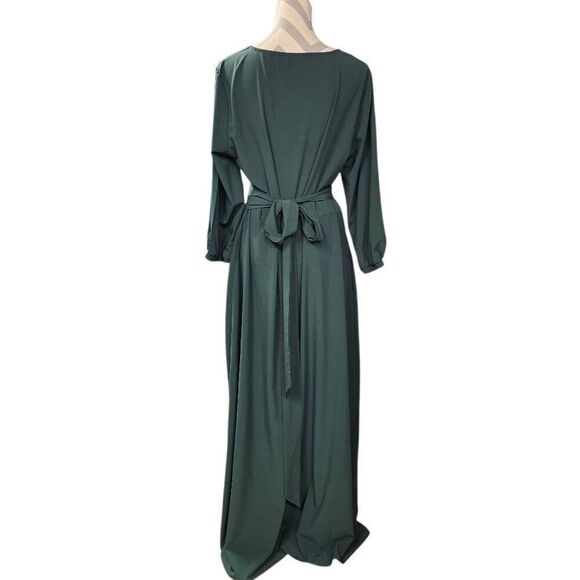 Chic Teal Maxi Dress with Belt - Picture 3 of 8